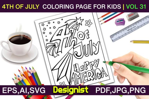 4th of July Coloring Page for Kids Vo-31: A Creative Way to Celebrate Independence Day