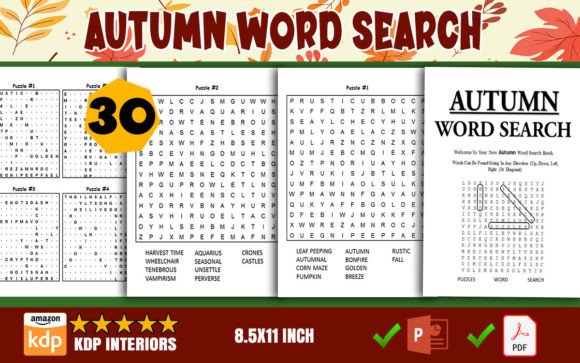 Autumn Word Search Puzzles for Adults and Kids – Perfect for KDP Business