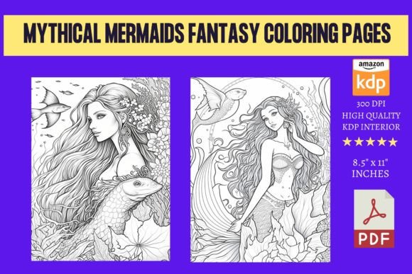 Mythical Mermaids Fantasy Coloring Pages