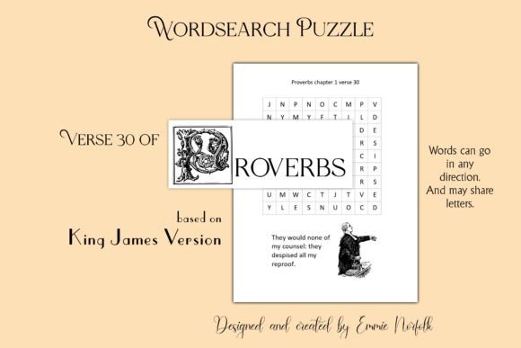 Proverbs Wordsearch Ch 1 V 30 from KJV