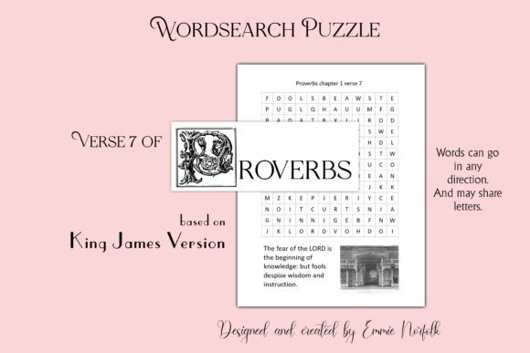 Proverbs Wordsearch Ch 1 V 7 KJV